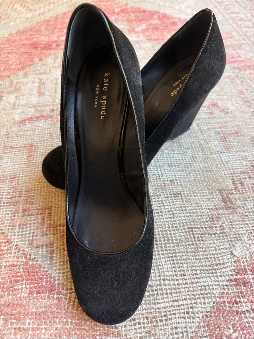 kate spade Black Suede Wedge Heels